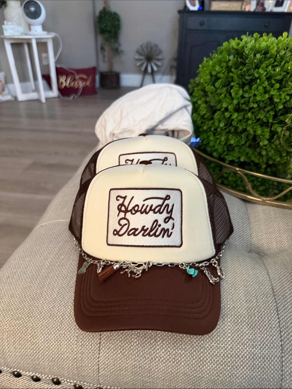 Howdy Darlin' Brown and Cream Trucker Hat
